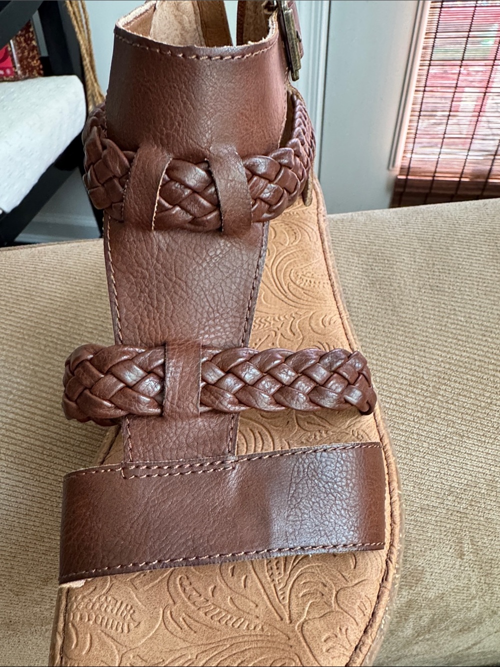 b.o.c. Brown Braided Leather Ankle-Strap Sandals - Picture 6 of 6
